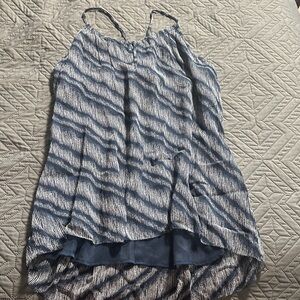 Lucky Brand Navy and White Patterned Sleeveless Top